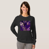 Cute Purple Peacock Feathers Illustration Birds Wo Tシャツ (正面フル)