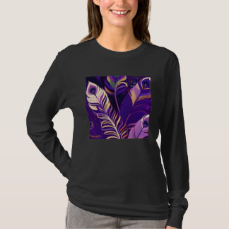 Cute Purple Peacock Feathers Illustration Birds Wo Tシャツ