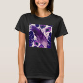 Cute Purple Peacock Feathers Illustration Birds Wo Tシャツ (正面)
