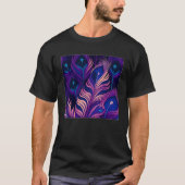 Cute Purple Peacock Feathers Illustration Birds Wo Tシャツ (正面)