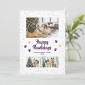 Cute Purple Photo Happy Pawlidays Card シーズンカード (スタンド正面)