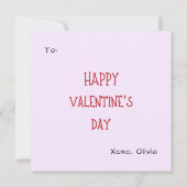 Cute Purple Red Hearts Unicorn Kids Valentines Day ノートカード (裏面)