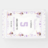 Cute Purple Rhythmic Gymnastics 5th Birthday party 横断幕 (横)
