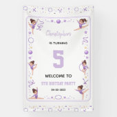 Cute Purple Rhythmic Gymnastics 5th Birthday party 横断幕 (縦)