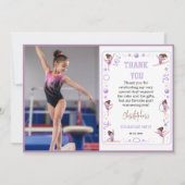 Cute Purple Rhythmic Gymnastics Birthday party サンキューカード (正面)