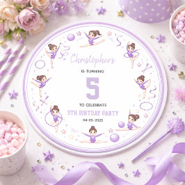 Cute Purple Rhythmic Gymnastics Sporty Theme ラウンドシール