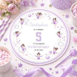 Cute Purple Rhythmic Gymnastics Sporty Theme ラウンドシール