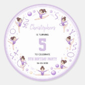 Cute Purple Rhythmic Gymnastics Sporty Theme ラウンドシール (正面)