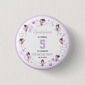 Cute Purple Rhythmic Gymnastics Sporty Theme 缶バッジ (正面)