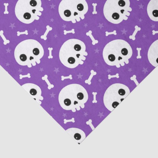 Cute Purple Skull & Bones Halloween Pattern 薄葉紙 (詳細)