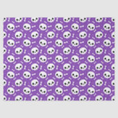 Cute Purple Skull & Bones Halloween Pattern 薄葉紙 (正面)