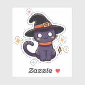 Cute Purple Witch Cat - Kawaii Halloween Kitten シール (シート)