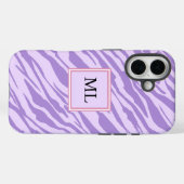 Cute Purple Zebra Pattern Personalized Initial Case-Mate iPhoneケース (裏面 (横))