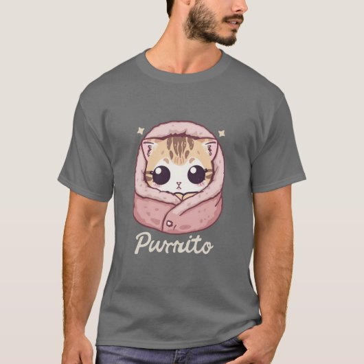Cute Purrito Cat – Adorable Kitty Pun Tシャツ (正面)