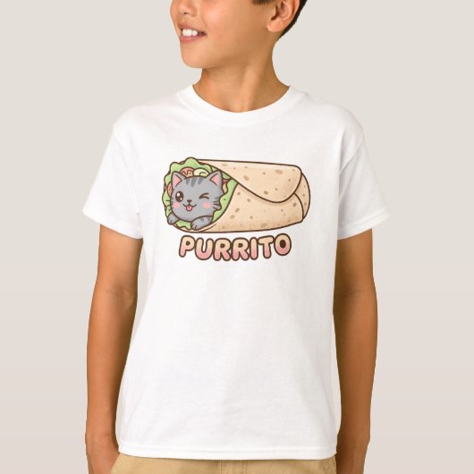 Cute Purrito Cat Burrito Funny Pun Kawaii Kids T-S Tシャツ (正面)