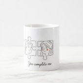 Cute Puzzle Couple "You Complete Me" Valentine's D コーヒーマグカップ (中央)