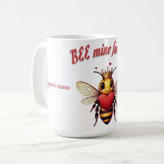 cute queen bee valentine コーヒーマグカップ (正面左)