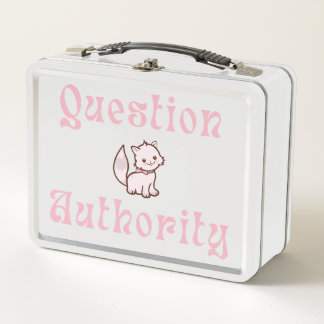 Cute Question Authority with Kitten メタルランチボックス