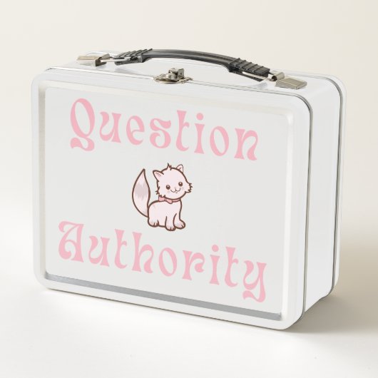 Cute Question Authority with Kitten メタルランチボックス (正面)