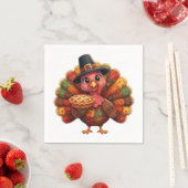 Cute Quilted Patchwork Turkey | Pilgrim Hat Pie  スタンダードカクテルナプキン (インサイチュ)