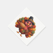 Cute Quilted Patchwork Turkey | Pilgrim Hat Pie  スタンダードカクテルナプキン (角)