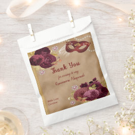 Cute Quinceañera Masquerade Burgundy English Roses フェイバーバッグ