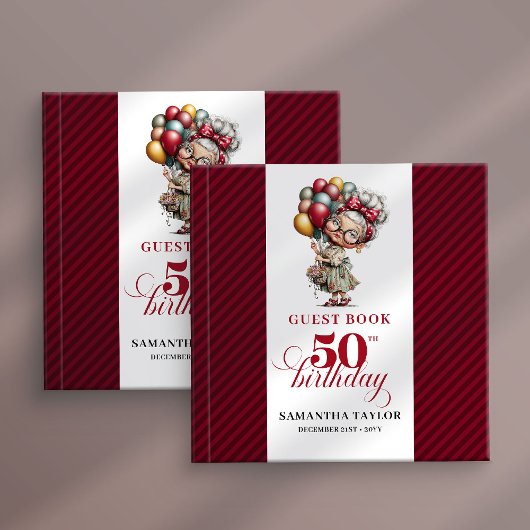 Cute quirky 50th lady birthday guest sign book ゲストブック