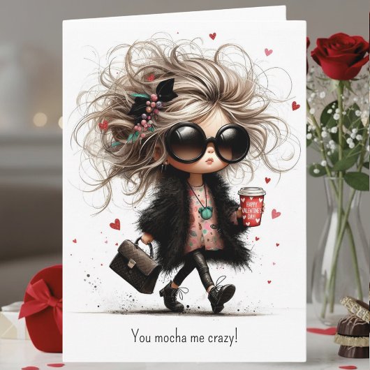 Cute Quirky Coffee Pun Mocha Me Crazy Valentine's  シーズンカード