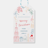 Cute Quirky Colorful Christmas Hand drawn Doodle  ギフトタグ (正面)