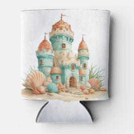 CUTE QUIRKY GREEN & ORANGE SANDCASTLES 缶クーラー
