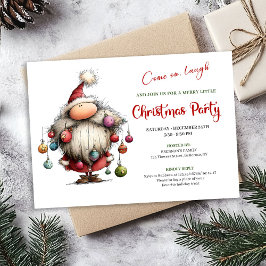Cute Quirky Santa Modern Watercolor Holiday Invite 招待状