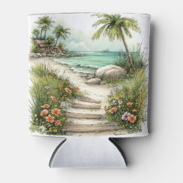 CUTE QUIRKY SUMMER BEACH SCENE 缶クーラー