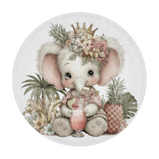 CUTE QUIRKY SUMMER THEMED BABY ELEPHANT カッティングボード