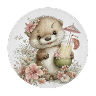 CUTE QUIRKY SUMMER THEMED BABY OTTER カッティングボード