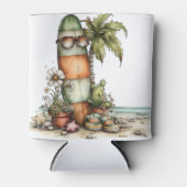 CUTE QUIRKY SUMMER TROPICAL BEACH SCENE 缶クーラー (正面)