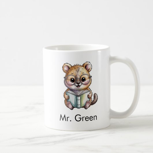 Cute Quokka Reading a Book Custom コーヒーマグカップ (右)