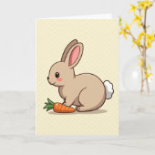 Cute Rabbit And Carrot Art Card カード (黄色い花)