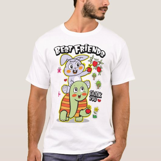 Cute rabbit and turtle tシャツ (正面)