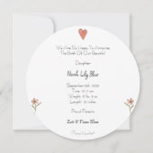 Cute Rabbit Animal Baby Girl Announcement Card 招待状 (裏面)