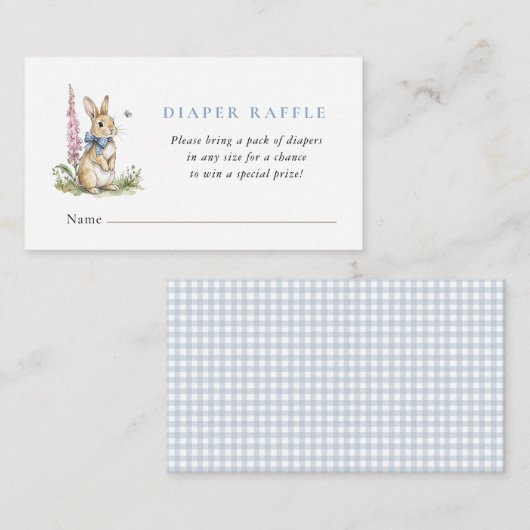 Cute Rabbit Baby boy shower diaper raffle  エンクロージャーカード (正面/裏面)