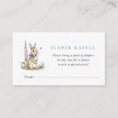Cute Rabbit Baby boy shower diaper raffle  エンクロージャーカード (正面)