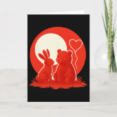 Cute Rabbit Bear Couple Valentine's Day Lovers  カード (正面)