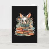 Cute Rabbit Book Lover Easter Gift Reading Bunny W カード (正面)