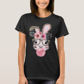 Cute Rabbit Bubble Gum Easter Day Bunny Leopard Gl Tシャツ (正面)