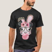 Cute Rabbit Bubble Gum Easter Day Bunny Leopard Gl Tシャツ (正面)