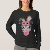Cute Rabbit Bubble Gum Easter Day Bunny Leopard Gl Tシャツ (正面)