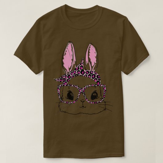 Cute Rabbit Bunny Face Leopard Glasses Headband Ea Tシャツ (デザイン正面)