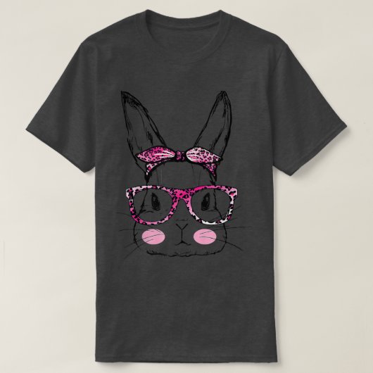 Cute Rabbit Bunny Face Leopard Glasses Headband Ea Tシャツ (デザイン正面)
