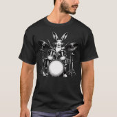 Cute Rabbit Bunny Playing Drums Rabbits Drummer Mu Tシャツ (正面)
