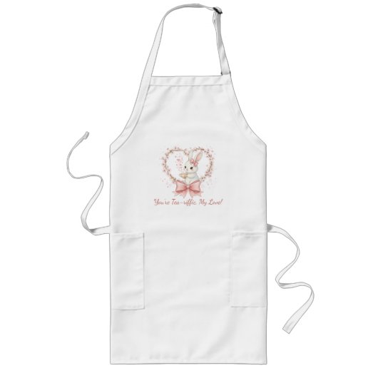 Cute Rabbit Cooking Apron - Personalized Chef Gift ロングエプロン (正面)